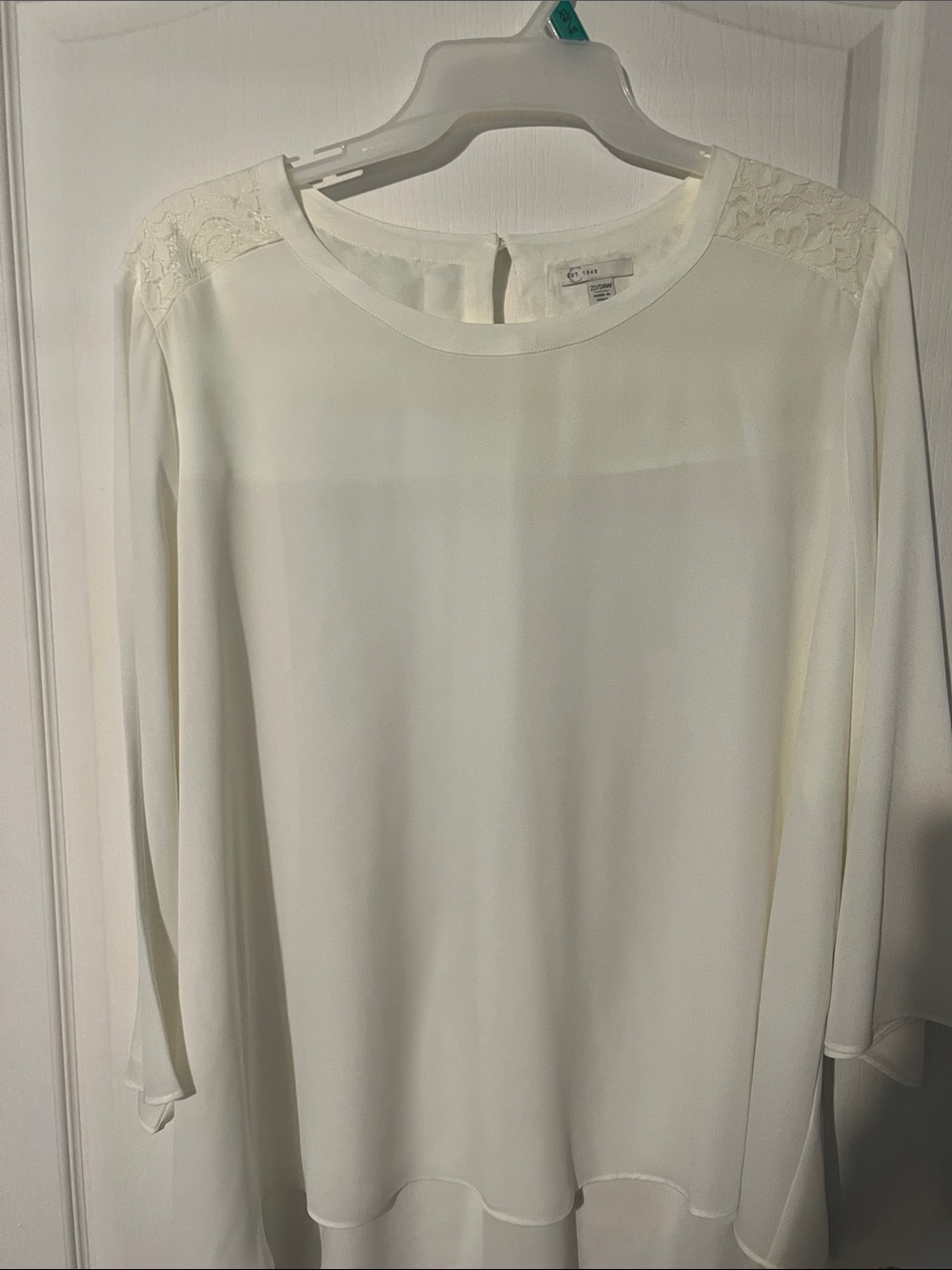 Cato Ivory Lace-Shoulder Blouse